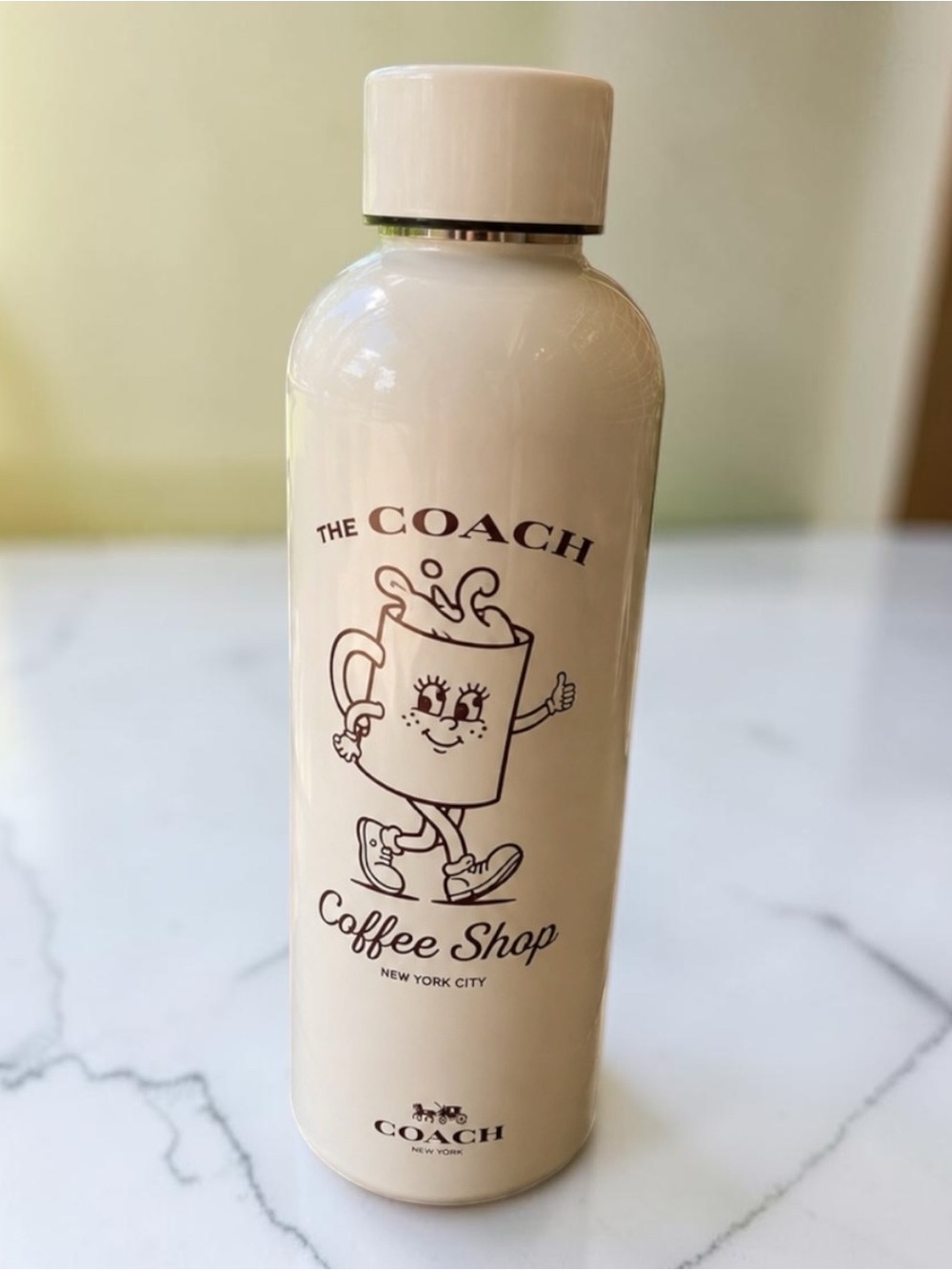Coach NWOT Little Miss Jo Coffee Shop Water Bottle- Stainless Steal